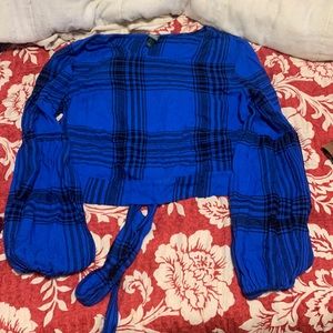Blue long sleeve crop top from wild fable